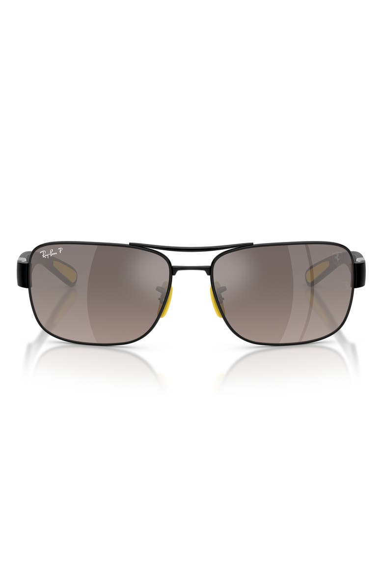 Ray-Ban x Scuderia Ferrari 64mm Oversize Polarized Square Sunglasses, Main, color, 