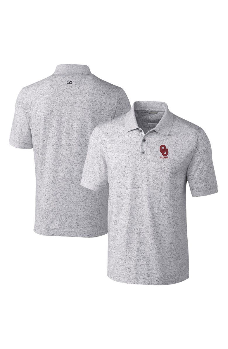 Cutter & Buck Men's Cutter & Buck Gray Oklahoma Sooners Alumni Logo Advantage Space Dye Tri-Blend DryTec Polo, Main, color,