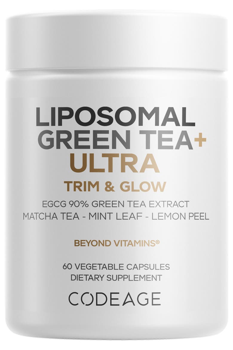 Liposomal Green Tea+ Ultra Potency - EGCG 90% Green Tea Extract, Organic Matcha Green Tea Powder, Peppermint, Lemon Peel - Vegan, Non-GMO, Gluten-Free - Liposomal Delivery, Main, color, WHITE