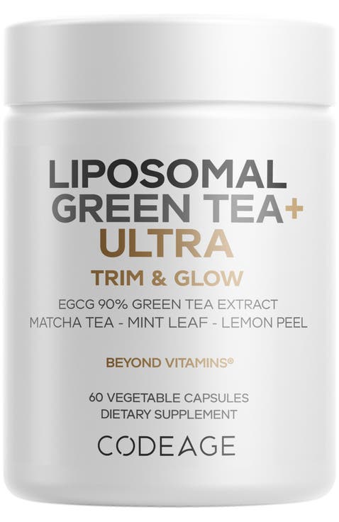 Liposomal Green Tea+ Ultra Potency - EGCG 90% Green Tea Extract, Organic Matcha Green Tea Powder, Peppermint, Lemon Peel - Vegan, Non-GMO, Gluten-Free - Liposomal Delivery