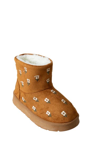 Bebe Kids' Embroidered Faux Suede Boot In Cognac