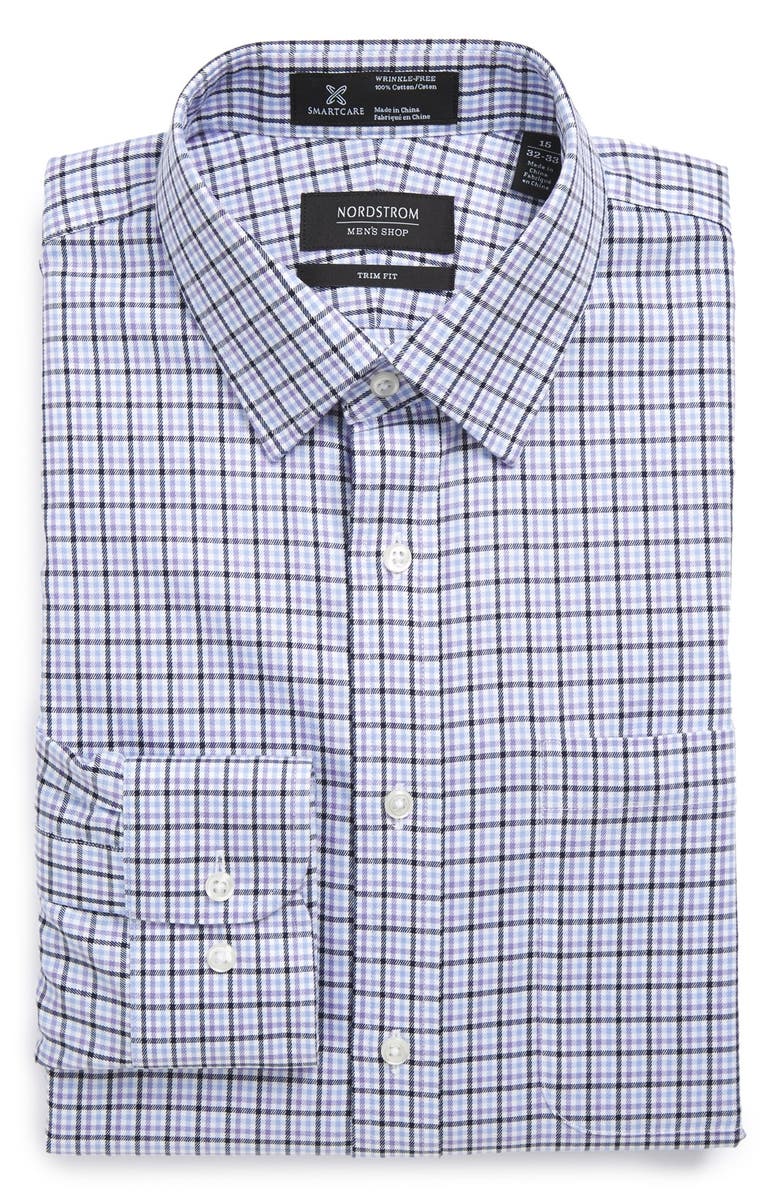 NORDSTROM MEN'S SHOP Smartcare<sup>™</sup> Wrinkle Free Trim Fit Check Dress Shirt, Main, color, 