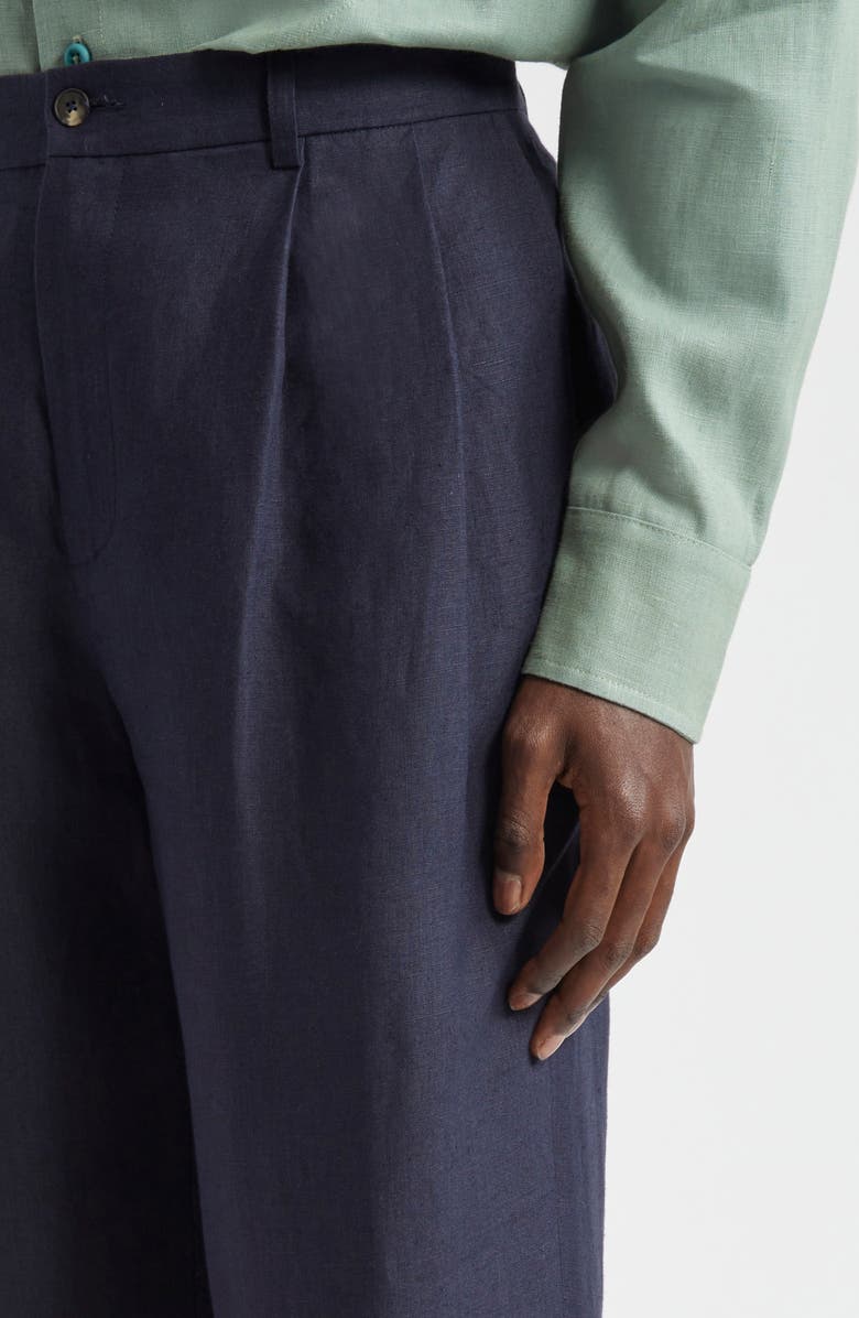 De Bonne Facture Two-Pleat Linen Trousers, Alternate, color, 