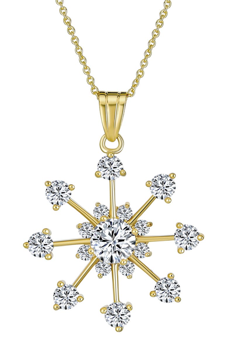 BLING JEWELRY CZ Snowflake Pendant Necklace, Main, color, Grey