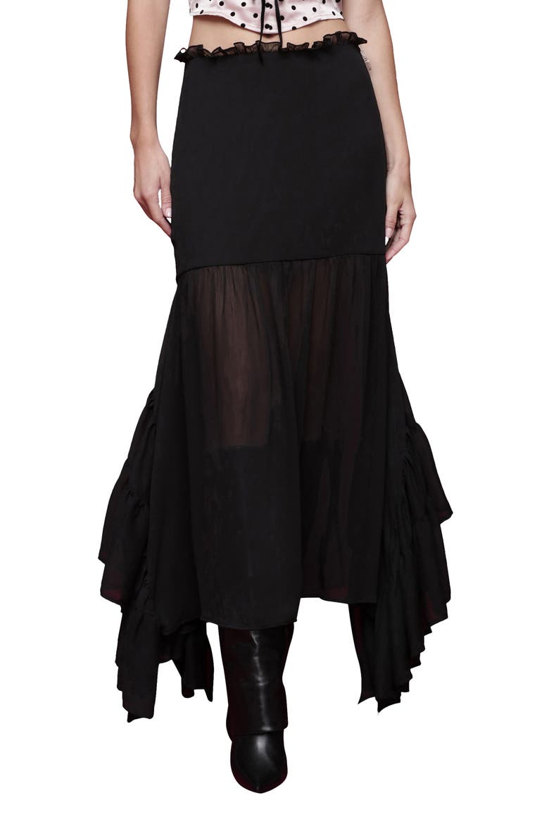 Handkerchief Hem Skirt, Main, color, BLACK