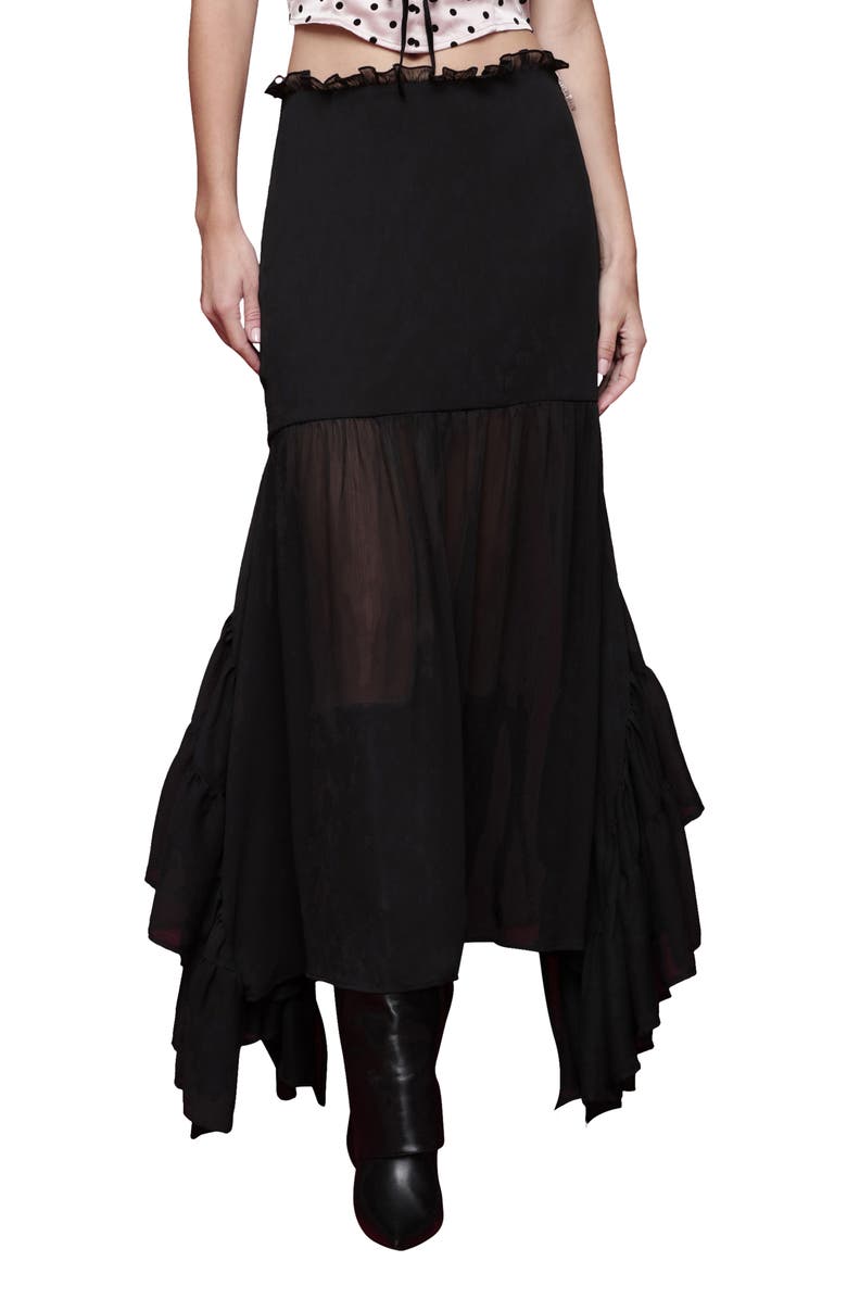 Avec Les Filles Handkerchief Hem Skirt, Main, color, Black