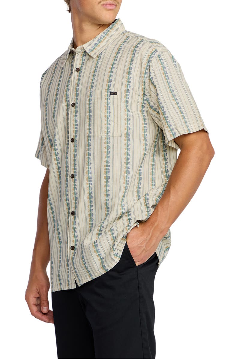 Billabong Sundays Stripe Jacquard Short Sleeve Cotton Button-Up Shirt, Alternate, color, Cream