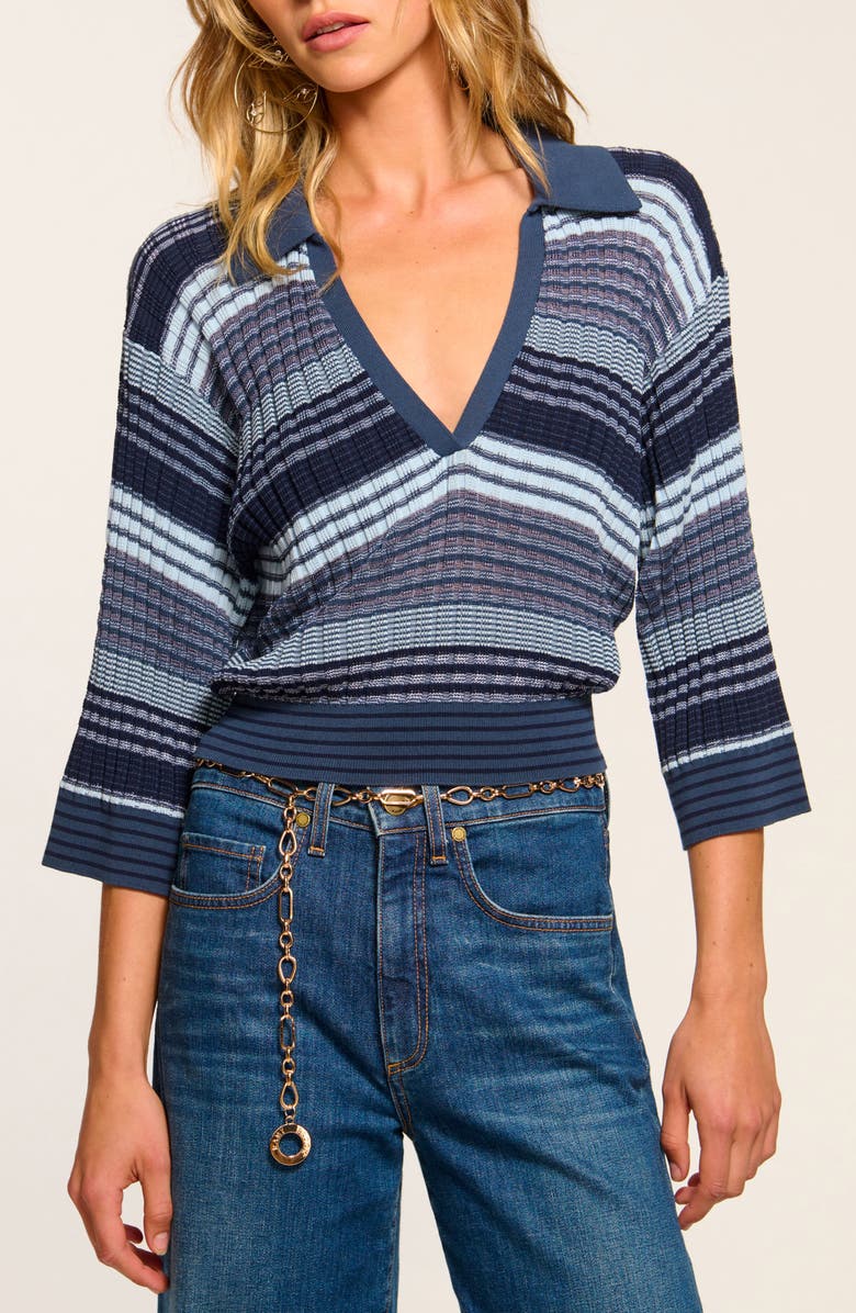 Ramy Brook Azaria Variegated Stripe Cotton Blend Sweater, Main, color,