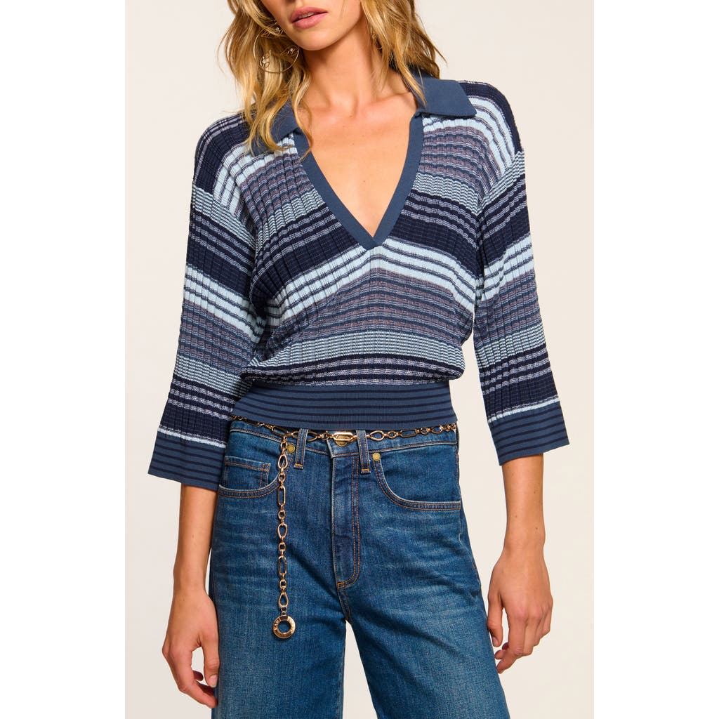 RAMY BROOK RAMY BROOK AZARIA VARIEGATED STRIPE COTTON BLEND SWEATER