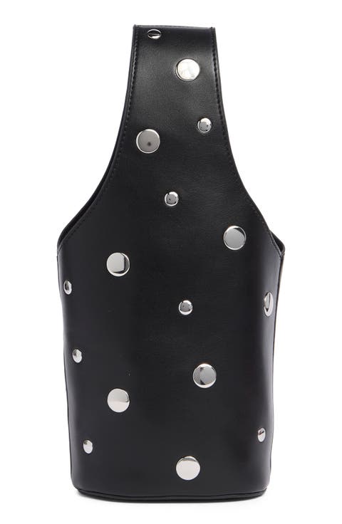Mini Studded Faux Leather Bucket Bag