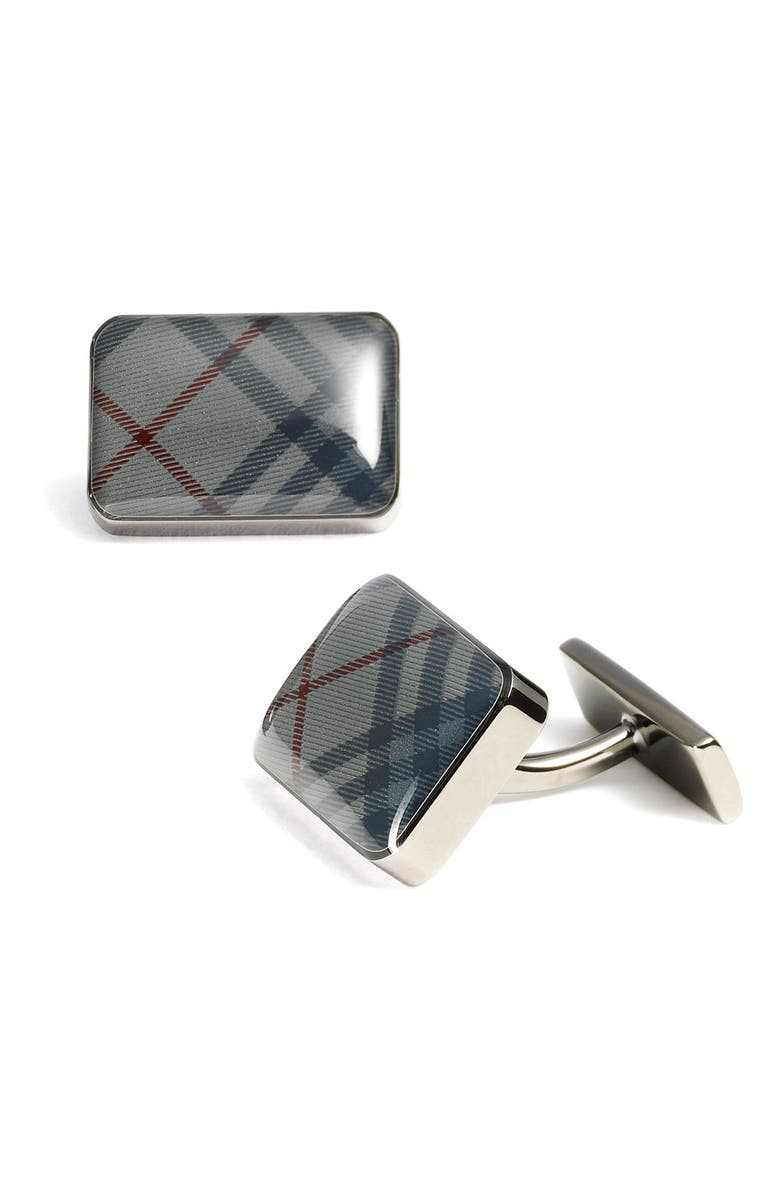 Burberry Rectangular Check Cuff Links, Main, color,