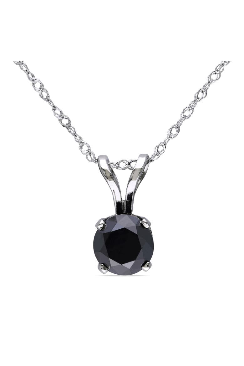 1 CTW Black Diamond Solitaire Necklace 14k, Main, color, Diamond