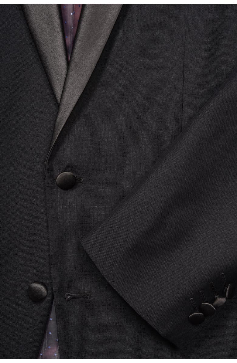 SAVILE ROW CO Peak Lapel Slim Fit Tuxedo Jacket, Alternate, color, Black