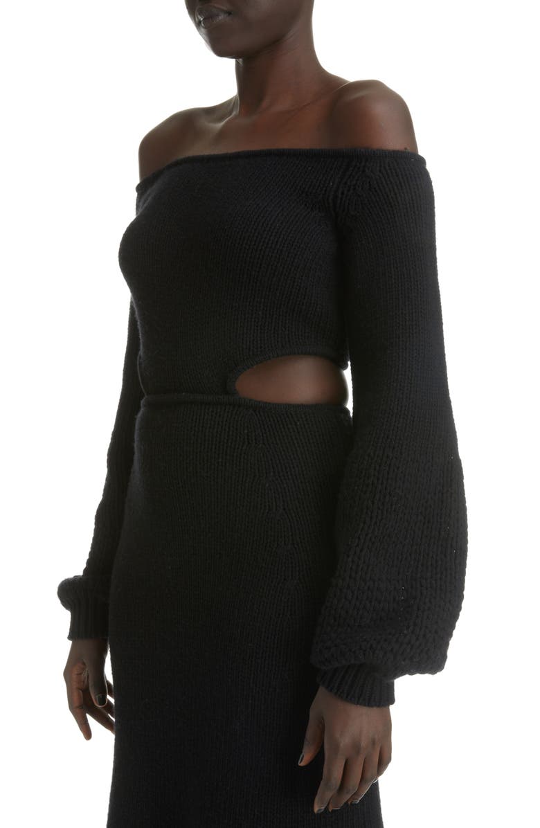 Chloé Cutout Off the Shoulder Wool & Cashmere Midi Dress, Alternate, color, 