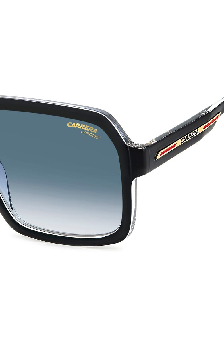 Carrera Eyewear 56mm Victory 08 Square Sunglasses, Alternate, color, Black Crystal/ Dark Blue Sf