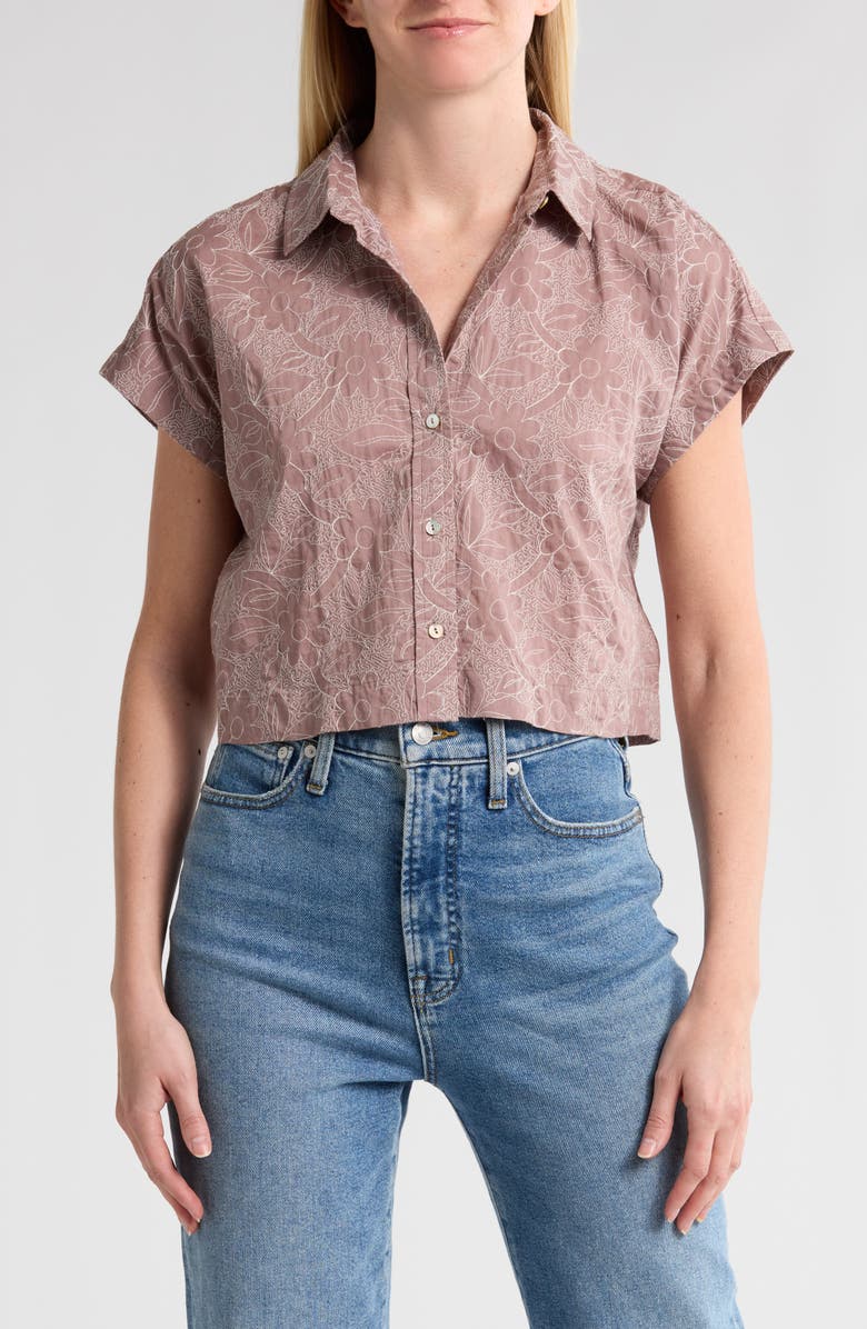 Madewell Cropped Dolman Sleeve Cotton Button-Up Shirt, Main, color, 