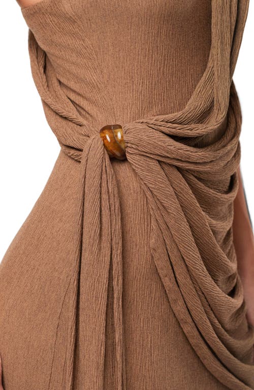 Jluxlabel Drape One-shoulder Gown In Brown