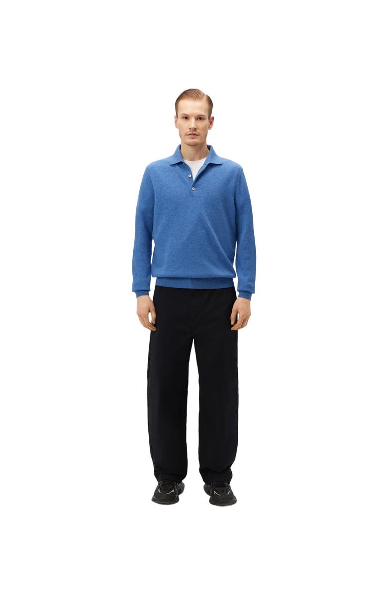 GOBI Mongolian Cashmere Essential Cashmere Polo Sweater, Alternate, color, Blue