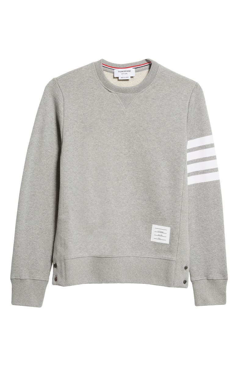 Thom Browne Stripe Sleeve Sweatshirt, Alternate, color, 068 - Light Grey