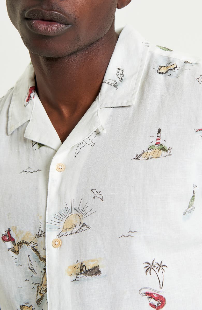 Ben Sherman Brighton to Amalfi Cotton & Linen Camp Shirt, Alternate, color, Snow White