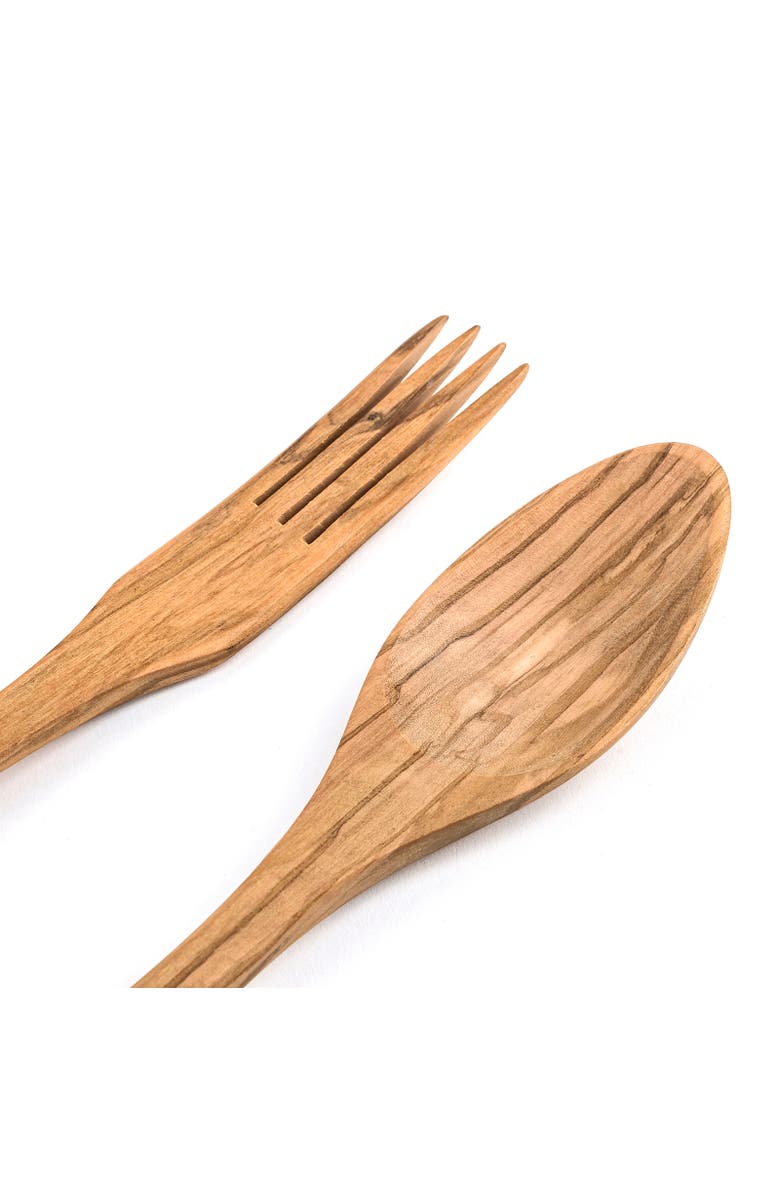 Berard Handcrafted Olive Wood 2 Piece Salad Serving Set, 14 Inch, Alternate, color, Brown