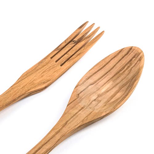 Berard Handcrafted Olive Wood 2 Piece Salad Serving Set, 14 Inch In Brown