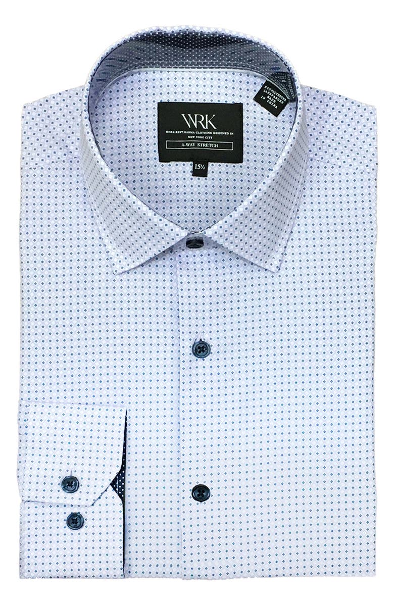 W.R.K Trim Fit Geo Print Performance Dress Shirt, Main, color,