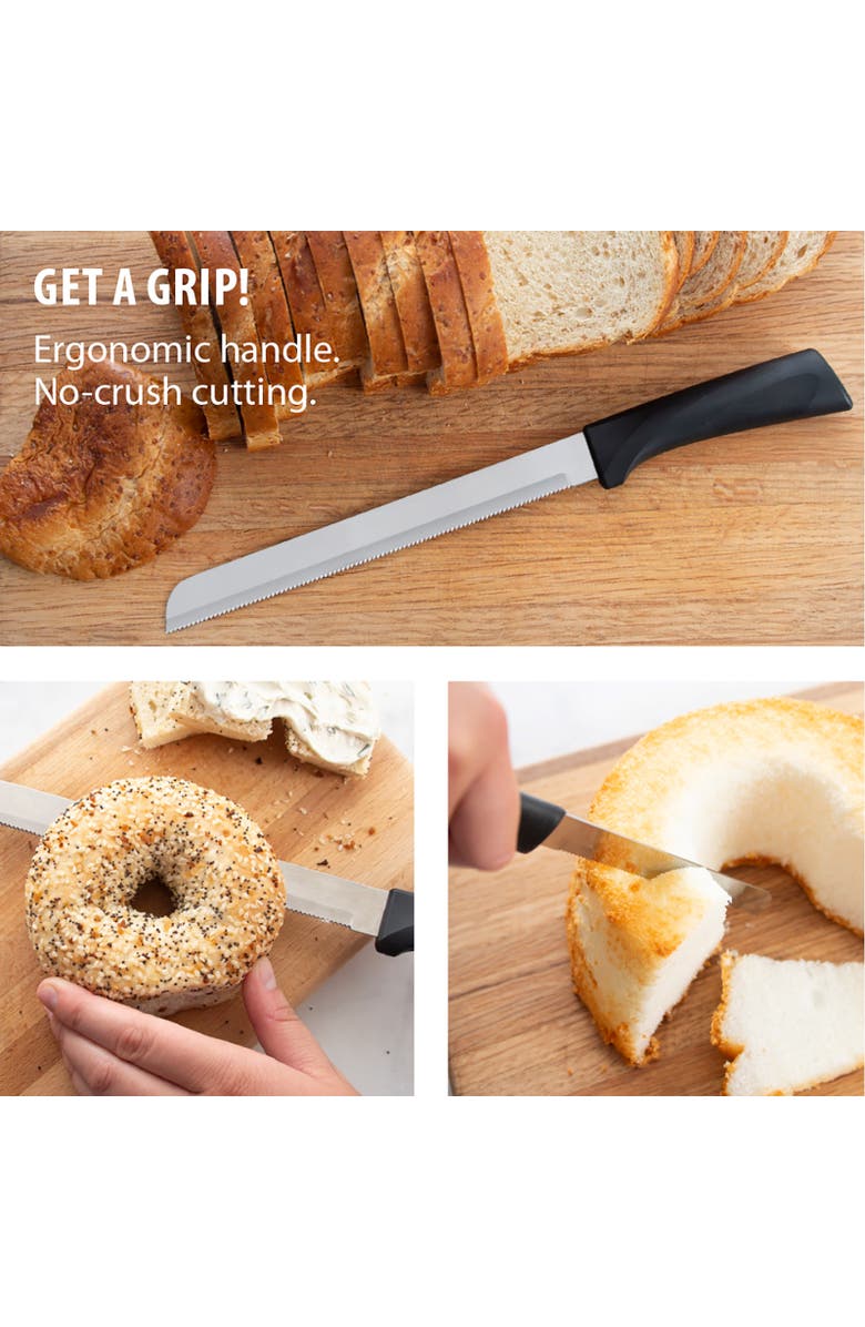 Rada Cutlery 8-Inch Bread Knife Serrated Stainless Blade Anthem Wave Handle, Alternate, color, Black