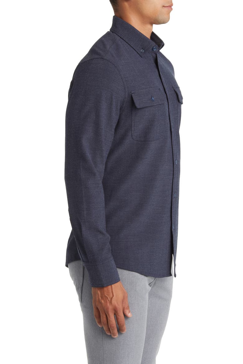 City Trim Fit Stretch Flannel Button-Down Shirt, Alternate, color, BLUE
