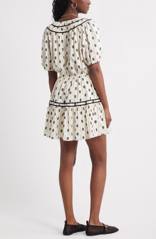 Treasure & Bond Short Sleeve Cotton Blend Tiered Minidress In White