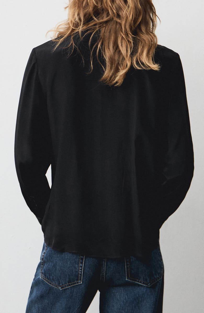 MANGO Tie Neck Satin Shirt, Alternate, color, 