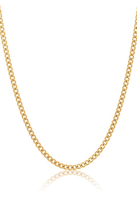 Men's Water Resistant Cuban Chain Link Necklace