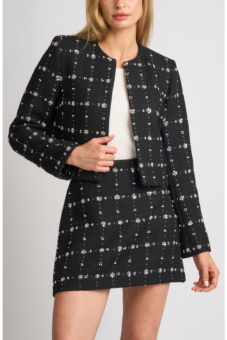 Noelle Sequin Short Jacket, Main, color, RICH BLACK