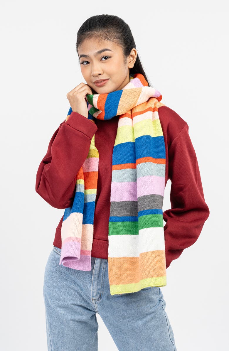 verloop Stripe Big Scarf, Alternate, color, Rainbow
