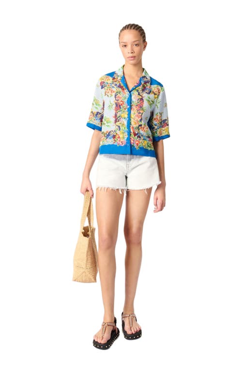 Maje Womens Multicolor Floral Print Tropical-pattern Short-sleeved Woven Shirt