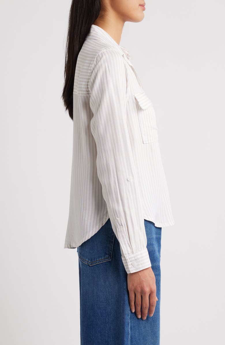 beachlunchlounge Fallon Crop Button-Up Shirt, Alternate, color, Light Cocoa