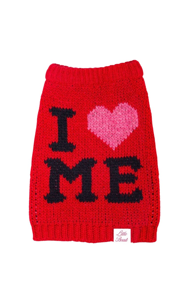 Little Beast I LOVE ME Pet Sweater, Main, color, 
