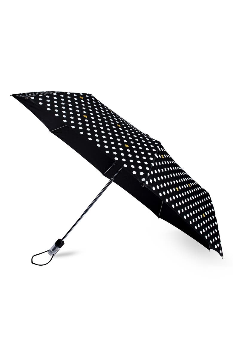 Kate Spade New York polka dot travel umbrella, Main, color, 