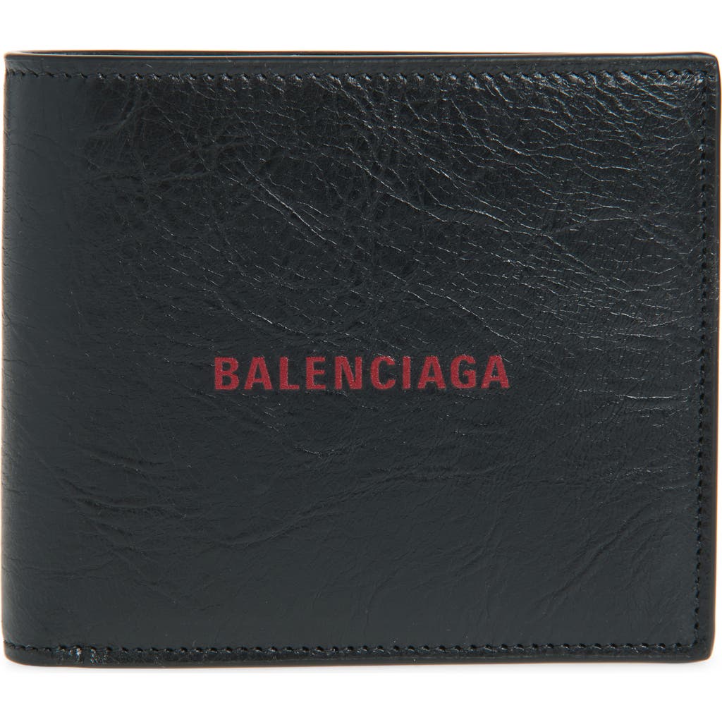 Balenciaga Cash Square Folded Wallet In 1065 Black/cherry Red