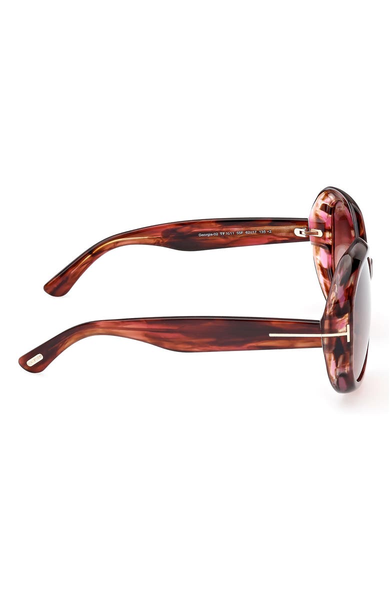 TOM FORD Georgia-02 62mm Gradient Oversize Round Sunglasses, Alternate, color, Coloured Havana / Brown