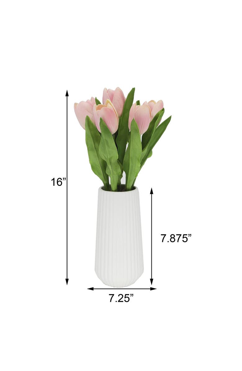 FLORA BUNDA Real-touch Tulips in 8"H Ceramic Vase, Alternate, color, 