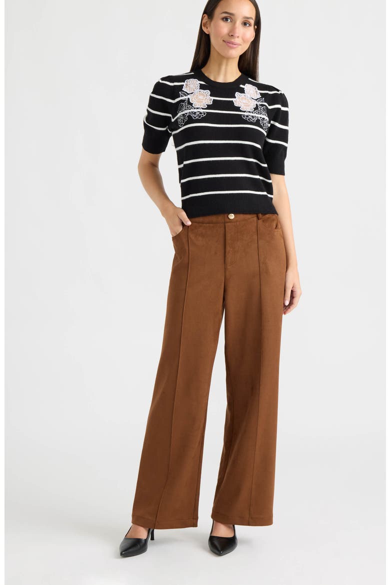 Faux Suede Wide Leg Pants, Alternate, color, DARK TAN