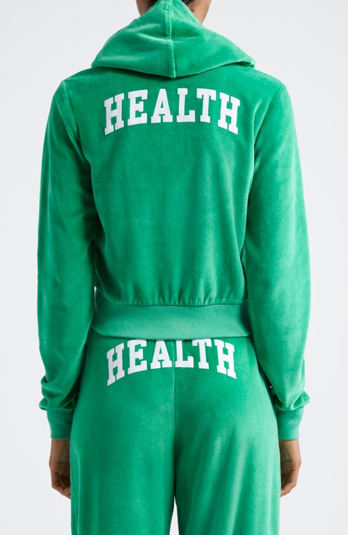 Sporty And Rich Sporty & Rich Health Cotton Velour Graphic Zip-up Hoodie In Verde
