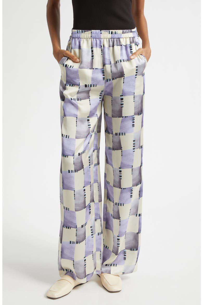 Check Satin Pants, Main, color, PURPLE