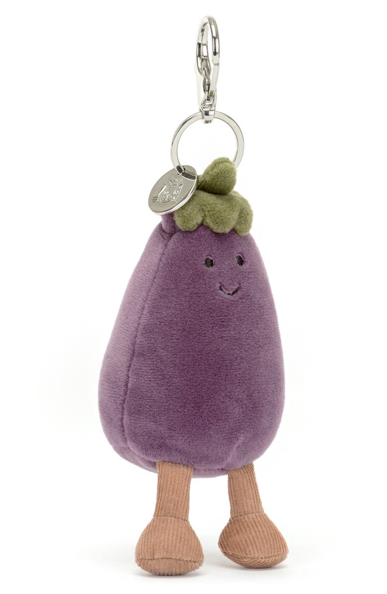 Jellycat Vivacious Eggplant Bag Charm, Main, color, Purple