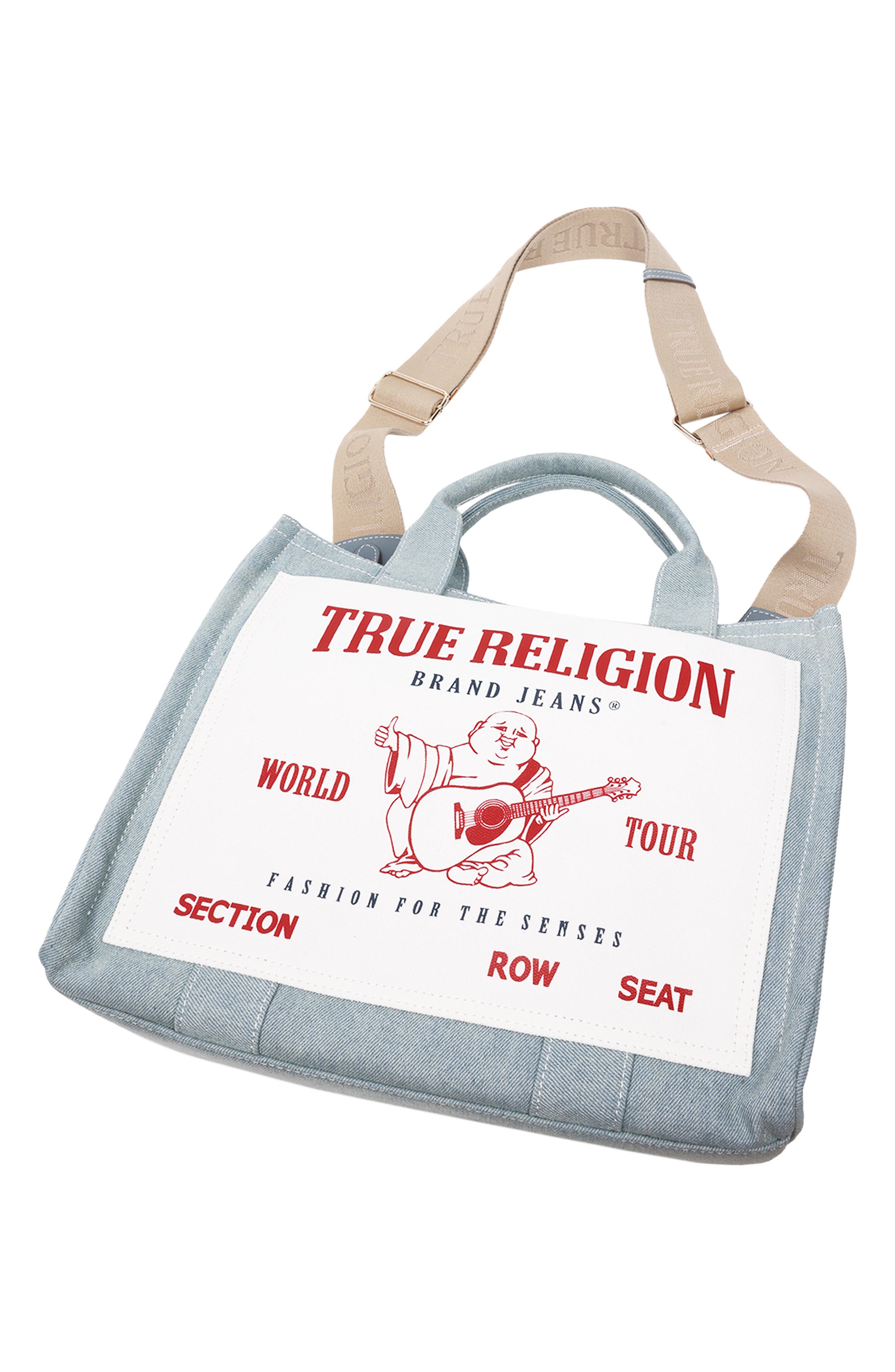 True Religion Ace Mega Buddha Tote, Alternate, color, Denim