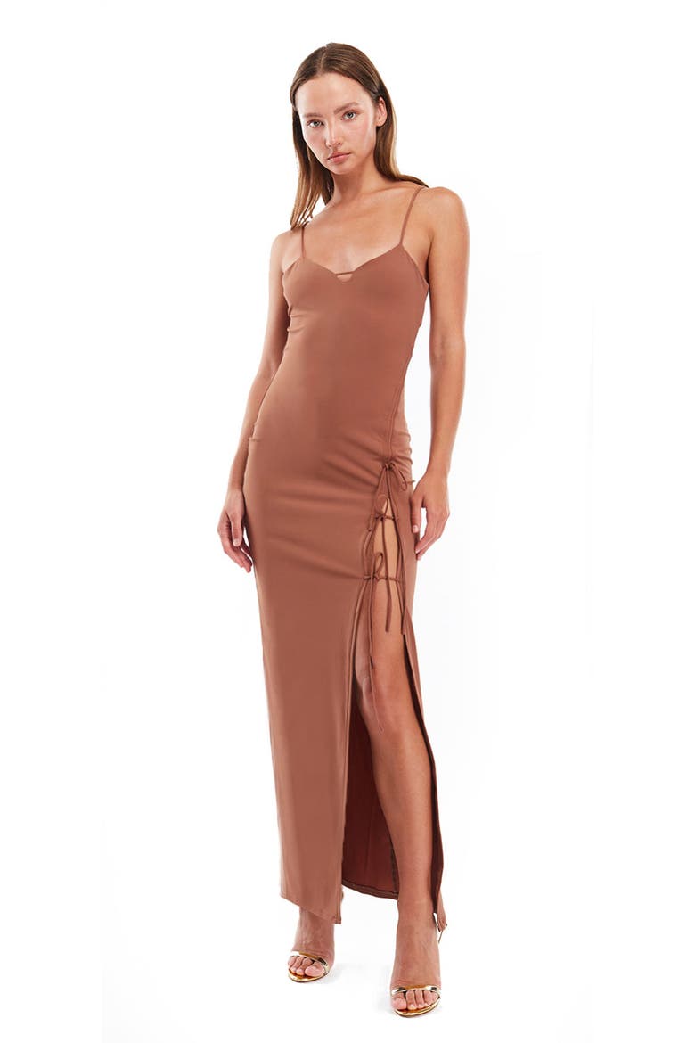 Nancy maxi dress, Main, color, Brown