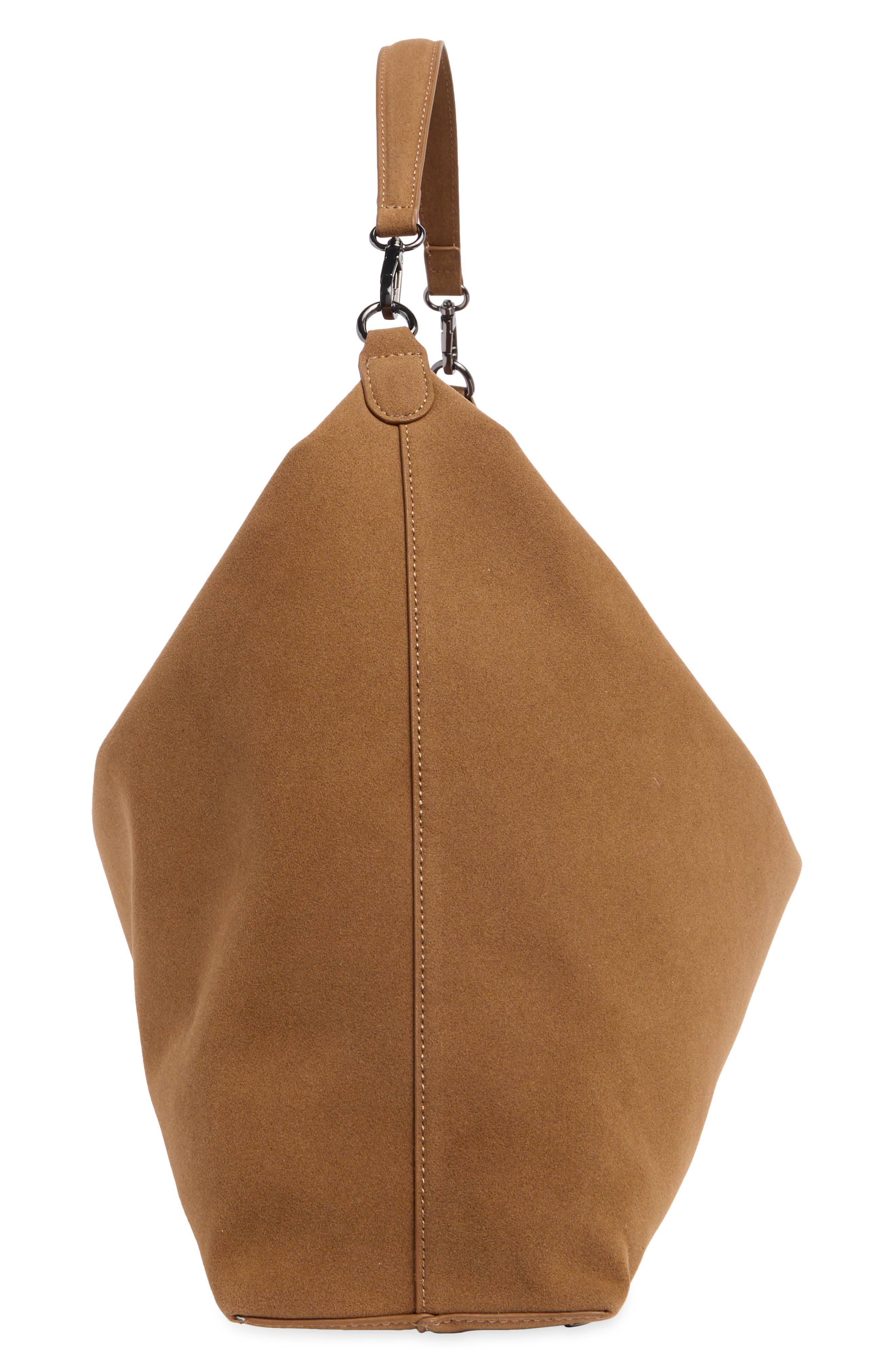 Faux Suede Hobo, Alternate, color, CARAMEL