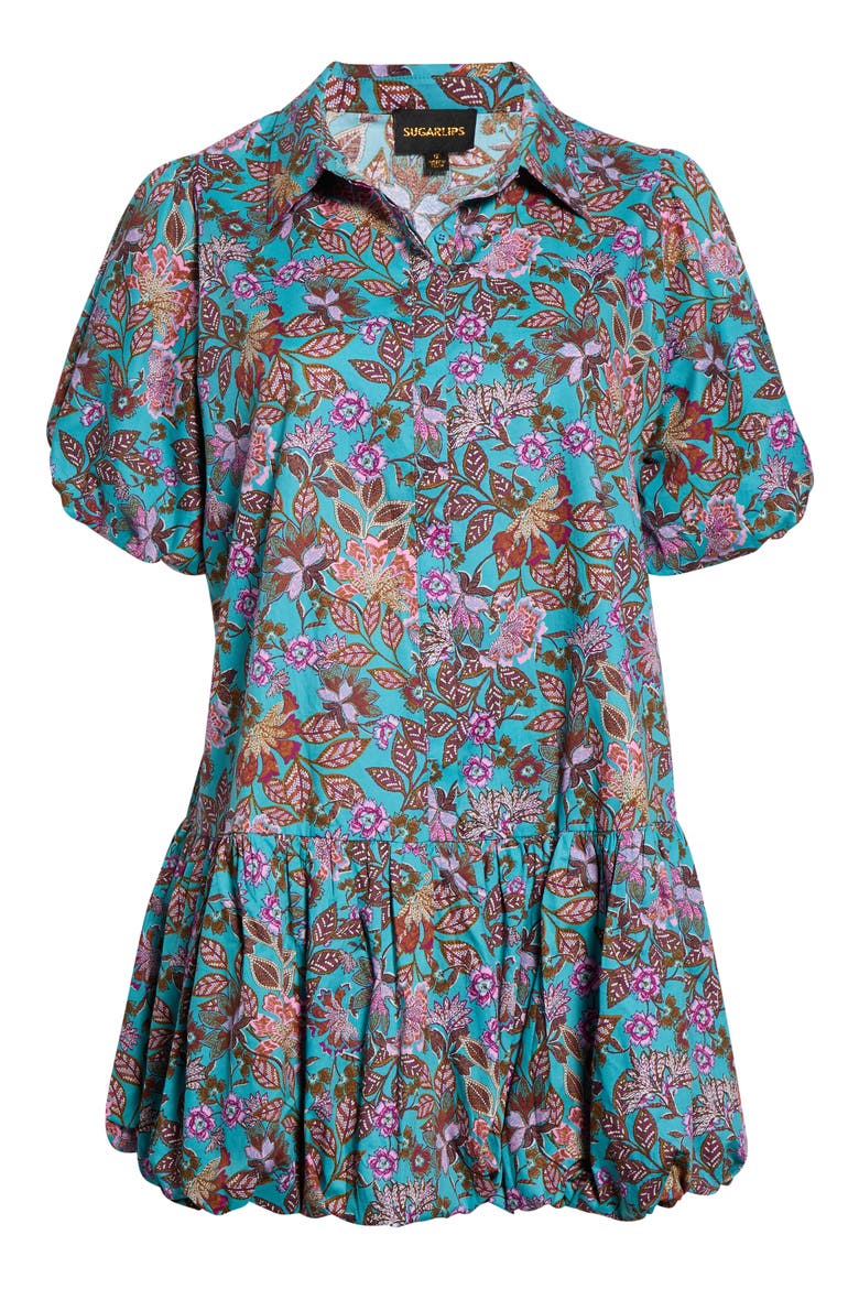 Stacci Bubble Hem Shirtdress, Alternate, color, TEAL MULTI