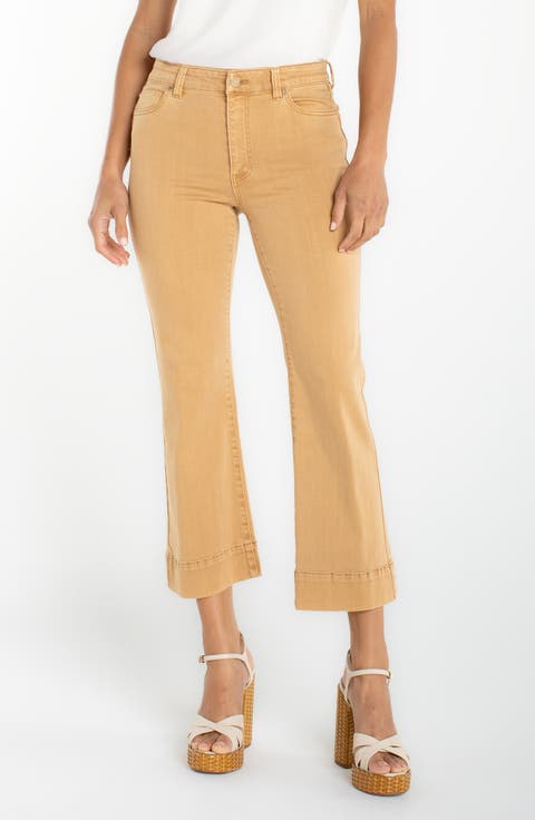 Hannah Crop Flare Jeans (Straw)